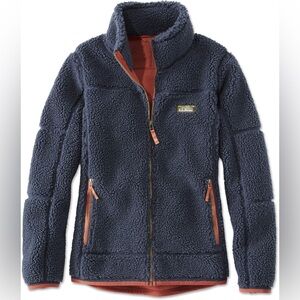 LL Bean Jacket Mountain Deep Pile Sherpa Fleece Blue  Large Regular